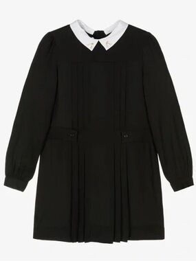 Bonpoint Mona Black Dress with White Peter Pan Collar